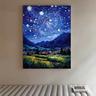 Starry Night Handpainted Wall Art Van Gogh Art Handmade Starry Night Landscape Vintage Oil Painting Forest Wall Art For Home No Frame