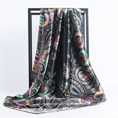 Vintage Flowers Square Scarf For Women Shawls Neckerchief Female Print Headband On the Head Wraps Foulard Hijab Hair Bands 9090cm