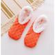 Women's Warm Solid Color Floor Socks Non Slip Plush Knitted Coral Fleece Socks No Show Socks