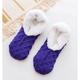 Women's Warm Solid Color Floor Socks Non Slip Plush Knitted Coral Fleece Socks No Show Socks