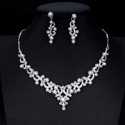 1 set Bridal Jewelry Sets For Women's Pearl Party Wedding Gift Imitation Pearl Rhinestone Alloy Link / Chain Flower Botanical / Engagement dress to impress 2025