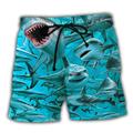 Men's Board Shorts Swim Shorts Swim Trunks Drawstring with Mesh lining Elastic Waist Shark Graphic Prints Quick Dry Short Casual Daily Holiday Hawaiian Boho Army Green Navy Blue Micro-elastic