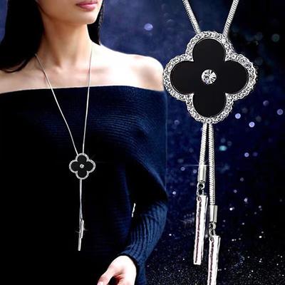 Korean Version Of Autumn And Winter Crystal Sweater Chain Necklace Wholesale High-end Women's Long Chain Versatile Tassel Pearl Pendant With Accessories