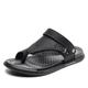 Men's Sandals Slippers Flip-Flops Flat Sandals Leather Sandals Flip-Flops Outdoor Slippers Walking Casual Beach Daily PU Breathable Booties / Ankle Boots Loafer Black Grey Black Brown Summer