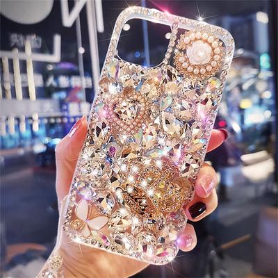 Phone Case For iPhone 16 iPhone 15 iPhone 14 13 12 11 Pro Max Plus Mini Back Cover Bling Glitter Shiny Rhinestone Silica Gel Silicone