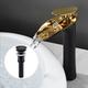 Waterfall Bathroom Sink Mixer Faucet Tall, Mono Wash Basin Single Handle Taps Deck Mounted, Washroom with Hot and Cold Hose Monobloc Vessel Water Brass Tap