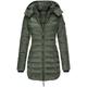 Women's Winter Coat Quilted Jacket Mid Length Puffer Coat Thermal Warm Parka with Pocket Fall Windproof Heated Coat Zipper Hooded Lightweight Outerwear Long Sleeve Army Green Black