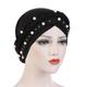 Women Fashion Pearls Muslim Scarf Hijabs Hat Women India Hat Solid Turban Hat Wrap Cap Head Scarf Headscarf Hat Female Hair Accessories