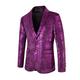 Black Gold Men's Sparkle Paisley Velvet Party Blazer Jacket Regular Tailored Fit Floral Single Breasted Two-buttons Black Gold Red Silver Royal Blue Purple Fuchsia Green 2024