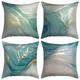 Set of 4 Throw Pillow Covers Marble Texture Turquoise and Gold Silver Decorative Pillow Cases Luxury Abstract Fluid Art Ink Soft Square Cushion Covers for Couch Sofa
