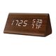 Wooden Digital Alarm Clock with Wooden Electronic LED Time Display 3 Alarm Settings Humidity Temperature Detect Wood Made Electric Clocks for Bedroom