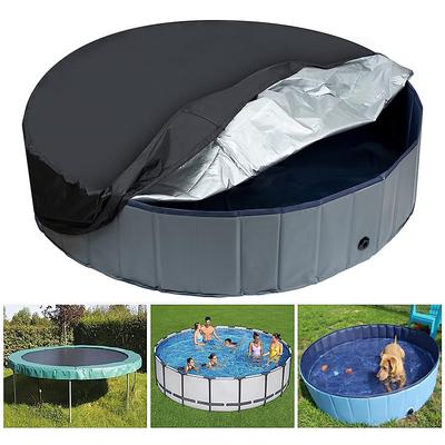 Round Dog Pool Cover, Foldable Pet Swimming Pool Cover, Waterproof Dustproof and Washable Pool Protective Cover with Drawstring Design