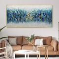 Hand Painted Bright Blue Knife Abstract Seascape Artwork Simple Modern Home Decor 3D Textured Oil Painting Horizontal Abstract Modern Rolled Canvas No Frame