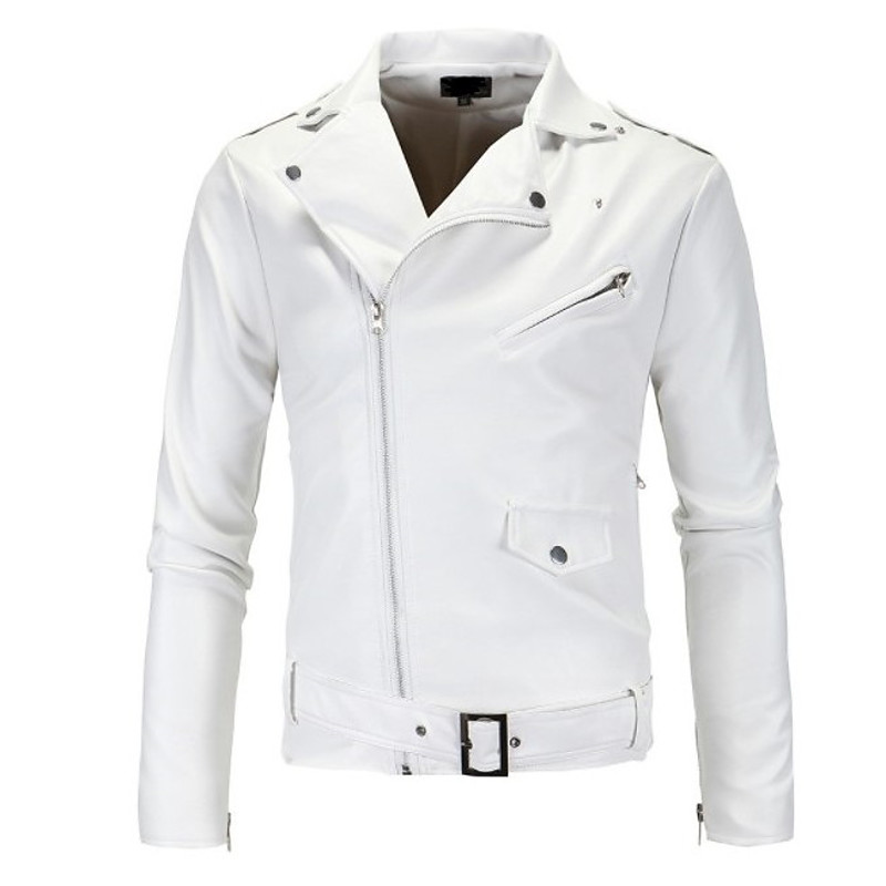 Men's Faux Leather Jacket Transition Jacket Biker Jacket Patent Leather Jacket Party Work Thermal Warm Rain Waterproof Fall Color Block Solid Colored Streetwear Punk Gothic Notch lapel collar