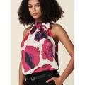 Women's Floral Print Halter Top Shirt Tank Top Casual Stain Tie Neck Sleeveless Vest
