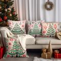 Christmas Gold Trees Double Side Pillow Cover 4PC Scandinavian Folk Art Xmas Soft Decorative Square Cushion Case Pillowcase for Bedroom Livingroom Sofa Couch Chair