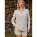 100% Linen Women's Shirt Blouse Breathable And Soft Luxurious Linen Casual Beige Button Modern Shirt Collar Long Sleeve Regular Fit Summer Spring