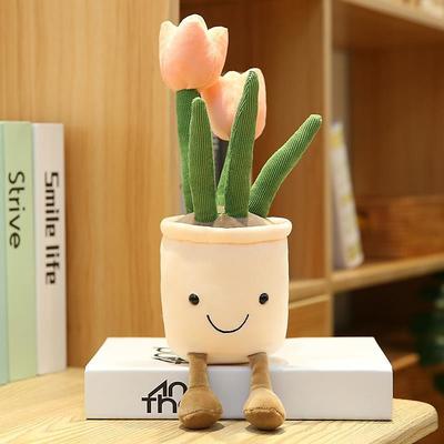 Creative Home Decoration Simulation Plant Tulip Succulent Doll Plush Toy Flower Potted Plant Decoration Cloth Doll