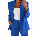 Women's Suits Formal Button Solid Color Casual / Daily Fashion Loose Fit Outerwear Long Sleeve Fall Blue S