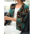 Women's Cardigan Sweater V Neck Ribbed Knit Polyester Button Print Fall Winter Outdoor Daily Holiday Stylish Casual Soft Long Sleeve Animal Floral Rose black Chain black Rose navy blue S M L