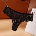 Womens Underwear Lace Hollow Out Hipster Panties Solid Color T Back Low Waist Ladies Briefs