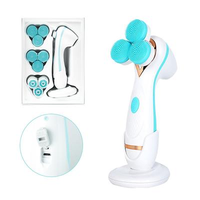 Ultrasonic Electric Facial Cleansing Brush 3 In 1 Silicone Rotating Face Brush Deep Cleaning Skin Exfoliation Waterproof Remove Blackheads Facial Massager
