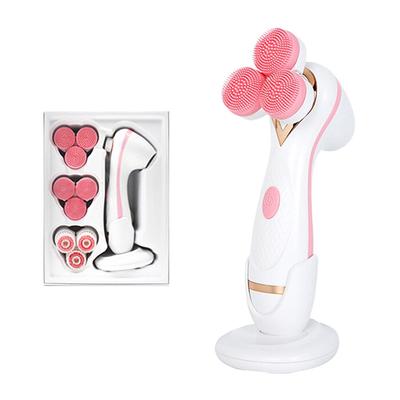 Ultrasonic Electric Facial Cleansing Brush 3 In 1 Silicone Rotating Face Brush Deep Cleaning Skin Exfoliation Waterproof Remove Blackheads Facial Massager