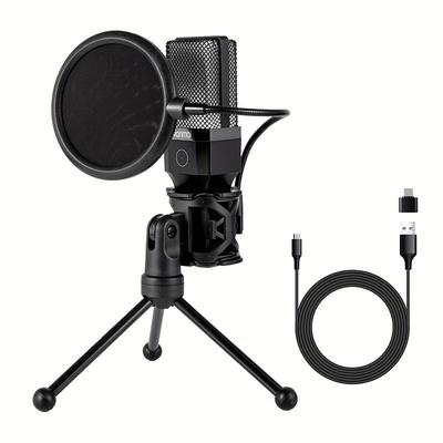 Yanmai X1R USB Microphone RGB Microfone Condensador Wire Gaming Mic for Gaming Podcast Recording Studio Streaming Laptop Desktop PC, With Anti-Spray Mesh Stand, USB-A and USB-C Plugs