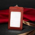 Genuine leather Business Work Card Holder Fashion ID Badge Holders with Nylon Lanyard ID case Office Supplies