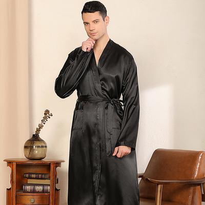 Men's Plus Size Pajamas Robe Silk Robe Sleepwear Pure Color Fashion Luxury Home Bed Spa Faux Silk Satin Comfort Long Sleeve Winter Fall Black Red Wine