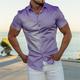 Men's Shirt Button Up Shirt Casual Shirt Summer Shirt Satin Silk Shirt Pink Blue Purple Short Sleeve Plain Turndown Wedding Party Button-Down Clothing Apparel Fashion Luxury Shiny Breathable