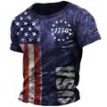 Graphic American Flag 1776 Fashion Designer Casual Men's 3D Print Short Sleeve Shirt T shirt Tee Tee Top Daily Holiday Vacation T shirt Black Khaki Dark Blue Short Sleeve Crew Neck Shirt Summer