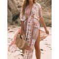 Women's Casual Dress Swing Dress Floral Paisley Split Print V Neck Long Dress Maxi Dress Bohemia Hawaiian Street Holiday Half Sleeve Regular Fit Light Pink Pink Summer S M L XL