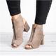 Women's Sandals Boots Suede Shoes Plus Size Sandals Boots Summer Boots Daily Solid Colored Booties Ankle Boots Summer Chunky Heel Peep Toe Elegant Suede Zipper Wine Gray