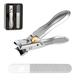 Nail Clipper, Super Sharp Molybdenum Vanadium Steel Nail Clippers for Thick Nails, Wide Jaw Opening No Splash Fingernail Cutters Long Handle with Catcher File (Flat)