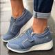 Women's Sneakers Plus Size Height Increasing Shoes Wedge Sneakers Outdoor Daily Solid Colored Wedge Heel Round Toe Basic Casual Walking Zipper Magic Tape Blue Beige Gray