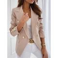 Women's Blazer Office Formal Button Pink Fall Windproof Streetwear Double Breasted Lapel Outerwear Long Sleeve Summer Black S