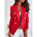 Women's Blazer Office Formal Button Pink Fall Windproof Streetwear Double Breasted Lapel Outerwear Long Sleeve Summer Black S