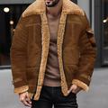 Men's Winter Coat Winter Jacket Shearling Coat Sherpa Jacket Outdoor Daily Wear Warm Fall Winter Plain Fashion Streetwear Lapel Regular Black Wine Brown Khaki Coffee Jacket