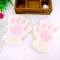 Cute Cat Paw Plush Gloves Winter Half Finger Warm Cartoon Cat Claw Gloves Thickened Soft Short Touchscreen Gloves