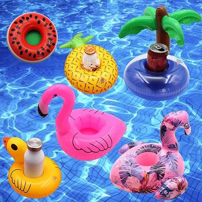 Mini Water Coasters Floating inflatable cup holder Swimming pool drink float toy inflatable circle Pool Coasters Swan Flamingo 15PCS