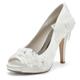 Women's Wedding Shoes Pumps Luxurious Wedding Party Bridal Bridesmaid Shoes White Ivory Imitation Pearl Satin Flower Sparkling Glitter Peep Toe Elegant Cute Shoes Valentines Gifts