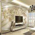 Cool Wallpapers Wall Mural 3D Golden Flower Wallpaper for Walls European Luxury Style Diamond Adhesive Required Canvas for Living Room Hotel Background Home Décor