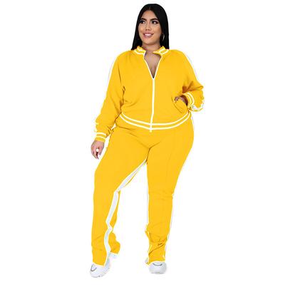 Women's Tracksuit Sweatsuit 2 Piece Athletic Winter Long Sleeve Thermal Warm Breathable Soft Fitness Running Jogging Sportswear Activewear Striped Black Yellow Light Green