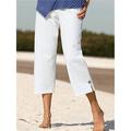 Women's Linen Pants Faux Linen Plain Black White Fashion Calf-Length Casual Daily