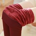 Women's Fleece Pants Tights Pants Trousers Solid Color Full Length Stretchy Mid Waist Fashion Tights Daily Black Wine One-Size Fall Winter