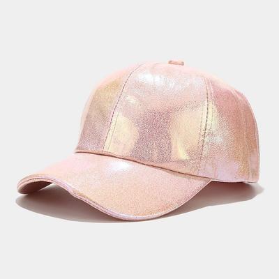 Pleated Pu Baseball Cap Unisex Man Woman Sparkling Adjustable Outdoor Snapback Hat Colorful Peaked Cap Stage Hip-Hop Hat