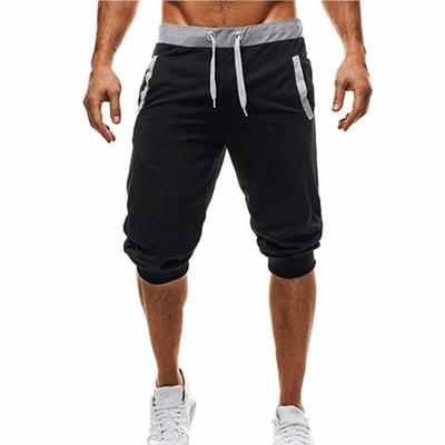 Men's Sweatpants Cropped Pants Casual Pants Capri Pants Patchwork Drawstring Plain Daily Holiday Going out Streetwear Basic Black Light Grey Micro-elastic