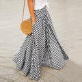 Women's Swing Plaid Skirt Long Skirt Maxi Skirts Pocket Plaid Tartan Plaid Checkered Street Vacation Summer Cotton Spandex Fashion coastalgrandmastyle Basic Summer Black Blue