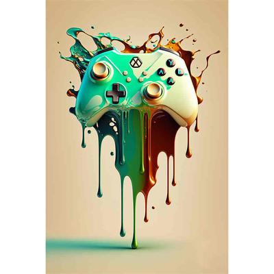 80s 90s Wall Art Colorful Neon Gamer Controller Canvas Poster Fantasy Earphones Esports Gaming Wall Art Painting For Kawaii Room Decor